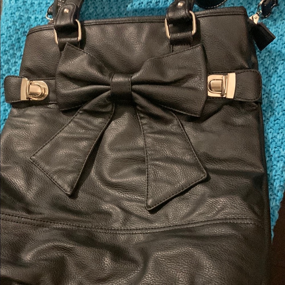 Wanted Black Shoulder Bag with Bow Detail